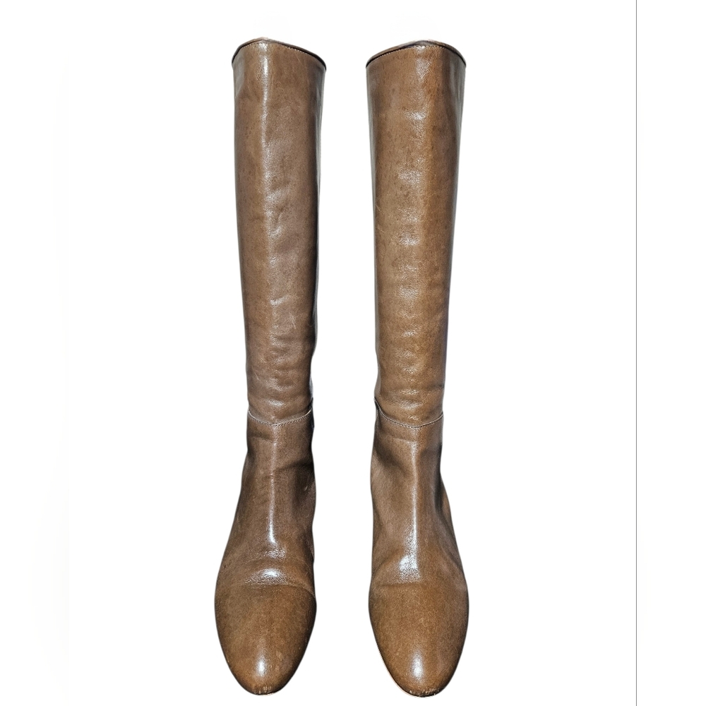 Loeffler Randall Matilde Brown Mocha Leather Wedge Pull-On Boots Size 7.5 - Picture 4 of 10